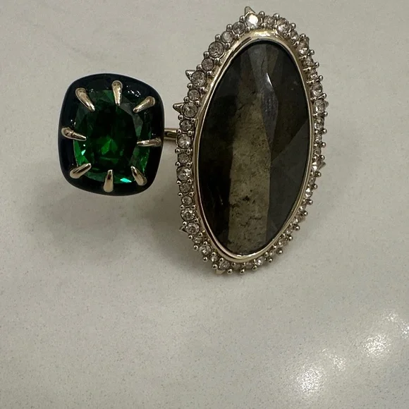 Alexis Bittar Green and Silver Gemstone Ring Duo - Picture 5 of 5